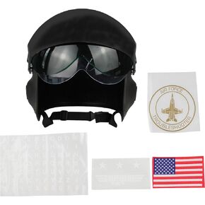 Adult's Adjustable Deluxe Black Jet Fighter Pilot Helmet Costume Accessory