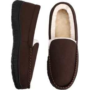 festooning Mens Slippers Warm Soft Plush Memory Foam House Slippers for Men
