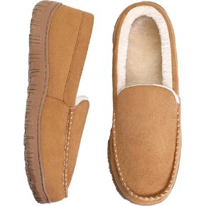festooning Mens Slippers Warm Soft Plush Memory Foam House Slippers for Men