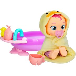 Cry Babies Newborn My First Bath Zoe - Interactive Baby Doll Bathtub Set with 20+ Baby Sounds, Girls & Kids Age 18M and Up