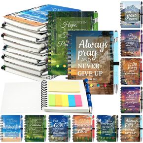 30 Sets Thank You Gift Spiral Notebook Inspirational Small Pocket Notepad with Motivational Bamboo Pens Colored Sticky Index Tabs for Teacher Nurse Coworker Office (Thanks Theme)