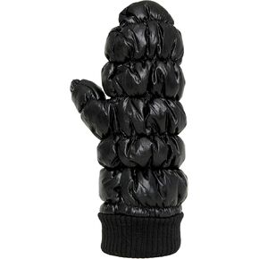 Funky Junque Puffer Mittens for Women Winter Fleece Lined Gloves Down Shiny Metallic Soft Knit Cuff Fashion