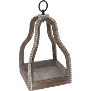 Boston International Wood, Metal, & Glass Decorative Lantern/Candle Holder, 18-Inches, Black Corsica