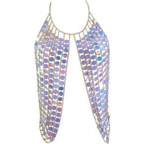 Women's Sexy Harness Waist Bikini Chain Bra Body Chain Shoulder Necklace for Women Color Sequin Jewelry