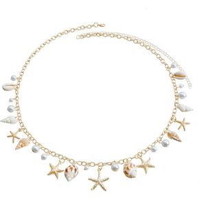Summer Waist Chain Seashell Waist Beads Starfish Pearl Belly Chain Gold Body Chains for Women Sexy Summer Beach Body Jewelry