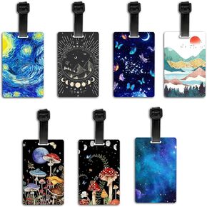 7Pcs,Cute Unique PVC Luggage Tags for Suitcases Luggage, Name ID Tag Card, Travel Bag Suitcase Tag Hangtag Suitable for Men Women School Bags Handbags Backpacks