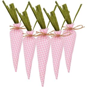Easter Carrot 5 Pcs, Crafts Easter Decoration, Colorful Stuffed Fabric Carrot, Plaid Print Felt Carrot Decor, DIY Farmhouse Decor for Party (Mixed Color) in Saudi Arabia