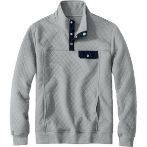 Men's Quilted Sweatshirts Casual Long Sleeve Stand Collar Quarter Button Pullover Sweatshirt