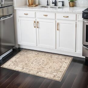 Hallway Washable Runner Rug - 2'6x14 Kitchen Rugs Entryway Rug Runner Vintage Soft Floor Mat Non Slip Indoor Farmhouse Carpet for Bathroom Living Room Bedroom (2'6''x14', Brick)