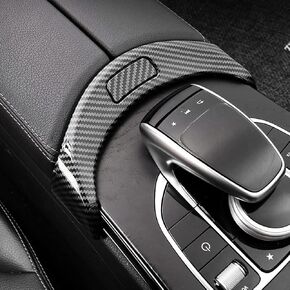 Car Interior Center Console Armrest Storage Box Release Button Switch Protective Cover Trim for Mercedes Benz C Class W205 GLC Class X253 Accessories 2015-2022 (Carbon Fiber Color)