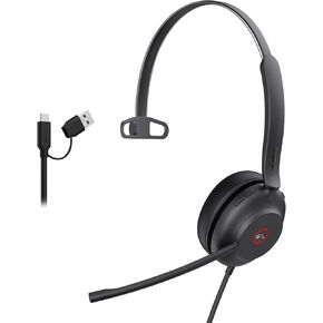 Yealink UH37 USB Headset with Noise Cancelling Microphone,Wired Headset for PC Laptop,Teams Certified,USB-A & USB-C Cable,Works with Zoom and Other Leading UC Platforms
