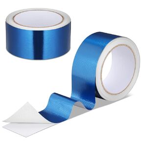 Zonon 2 Rolls Heat Shield Tape Cool Tapes Aluminum Foil Reflective Adhesive Heat Shield Thermal Barrier Foil Tape Self Adhesive Resistant Tape for Hose and Auto Use(Silver,2 Inch X 32.8 ft)