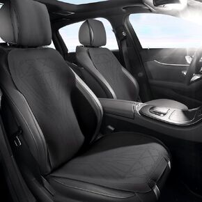 2 Pack Bottom Leather Car Seat Cover Anti-Slip, Thin Universal Bottom Covers Protectors for Most Vehicles（Black）