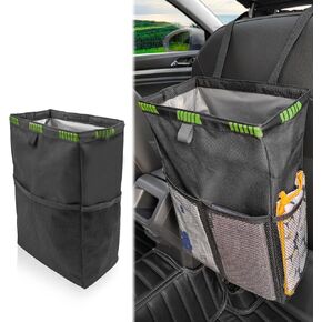 Waterproof Oxford Garbage Bag With 4 Storage Pockets, Hanging Car Trash Can, Foldable Leakproof Trash Bin, Portable Large Capacity Auto Organizer, Fit For Truck, SUV, Home, Office
