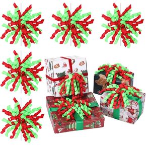 Pasimy 48 Pcs Christmas Bows for Gift Wrapping 5'' Gift Wrap Bows Curly Bows Self Adhesive Ribbon Bows for Christmas, Birthday, Holiday, Party Favors Decorations(Red and Green)