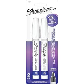 Sharpie Oil-Based Paint Markers, Medium Point, White, 2 Pack