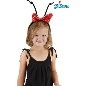 Dr. Seuss Cindy Lou Deluxe Costume Headband - Black Fabric with Red Bow and Stiff Antenna