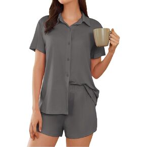 Ekouaer Womens Pajama Sets Short Sleeve Button Down Pajamas for Women Soft Lounge Sets for Women Sleepwear PJS