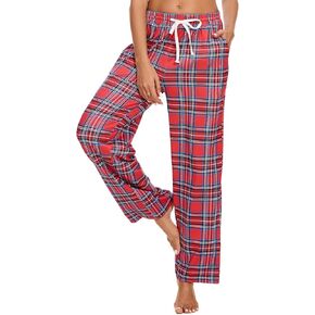Womens Pajama Pants Plaid Sleep Lounge Pj Bottoms With Pockets