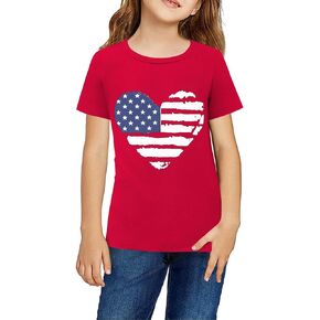 Arshiner Girls July 4th American Flag T Shirts Patriotic Short Sleeves Shirts Blouse Tops Tee