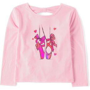 The Children's Place Girls' Long Sleeve Graphic Top with Back Detail