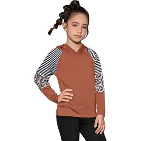 Perfashion Girls Long Sleeve Shirt Hoodie Active Tee Pullover Top with Thumb Hole Workout Running 6-15Years
