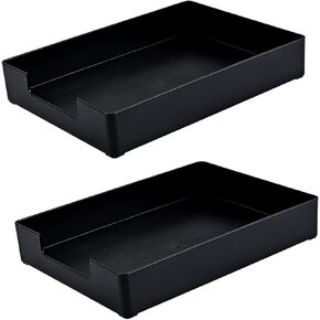 Paper Tray Organizer for Desk, 2pcs Stackable Letter Tray, Desk Drawer Organizer, Front-Load A4 Paper File Folder Magazine Storage Holder, Office Desktop Accessories Workspace Document Organizer