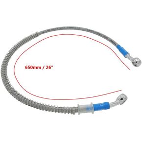 650mm 65cm M10 Reinforced Hydraulic Brake Oil Hose Line Banjo Fitting Stainless Steel End Braided Cable Compatible with for Motorcycle Pit Dirt Bike Enduro Motocross Street Bikes Sport Bikes