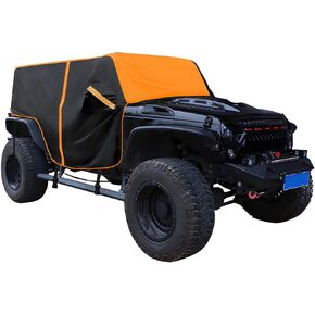 غطاء سيارة كابينة لسيارة جيب رانجلر JK JKU JL JLU 4 أبواب 2007-2023 خارجي مقاوم للماء غطاء مطر للشمس باب السائق وسحاب الباب الخلفي مع حقيبة تخزين