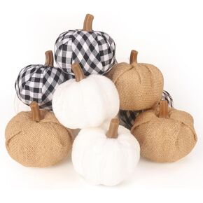 12 Pcs Artificial Pumpkins, Multi-Color Pumpkins Kit, Mini Artificial Pumpkins for Halloween, Fall and Thanksgiving Decorating