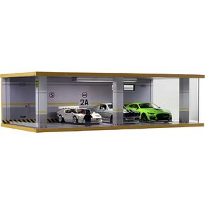 علبة عرض مرآب السيارات المصبوبة بمقياس 1/24 مع غطاء أكريليك شفاف وإضاءة LED لأربعة أماكن لوقوف السيارات (1:24-4 مواقف سيارات 2A) in Kuwait