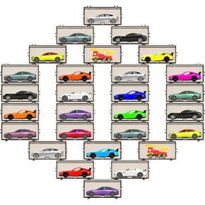 Yousoontic 48 قطعة 1/64 تكويم سيارات لعبة تخزين واضح سيارة صندوق عرض تخزين مقياس سيارات مصنوعة بالضغط سيارات لعبة تخزين للسيارات الصغيرة in Kuwait