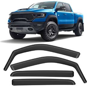 Rain Guards for Dodge RAM 1500 Crew Cab 2019 2020 2021 2022 2023 2024, in-Channel Durable Side Windows Rain Guard, Wind Deflectors, Vent Visors, Rain Visor, 2020-2024 Ram Window Visor