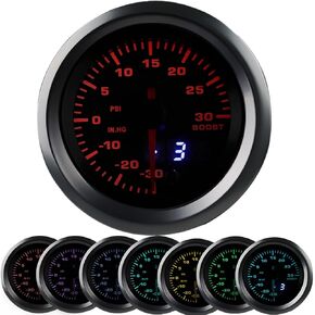 WATERWICH 7 لون توربو دفعة/جهاز قياس الفراغ عدة 30PSI 52 مللي متر 2-1/16 "للقوارب البحرية السيارات السيارات شاحنة