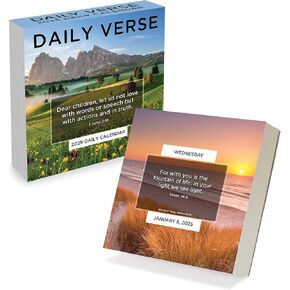 TF PUBLISHING 2025 Daily Verse Daily Desktop Calendar - Home and Office Organization - Small Desk Top Calendar - Full-Color Tear-Off Pages - Standing Fold-Out Cardboard Easel for Desks - 5.25"x5.25"