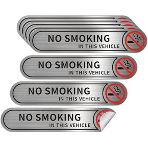 8 Pieces No Smoking in This Vehicle Stickers for Cars, Brushed Silver No Smoking in Car Sticker,5inx1in (No Smoking in This Vehicle)