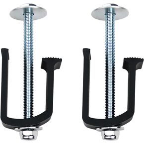 New Pack of 2 Heavy Duty Aluminum Alloy Truck Bed Tool Box Clamps With Bolts, Nuts, Washers, No-Drill Easy Mount Universal Tie Down Clips Toolbox Mounting Kit for Pickup Camper, Black Surface