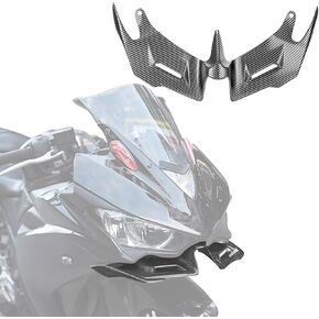 Motorcycle Front Fairing Winglet Aerodynamic Spoiler Beak Nose Cone Extension for Yamaha YZF R3 R25 2014-2023 2024 Accessories (Carbon Fiber)