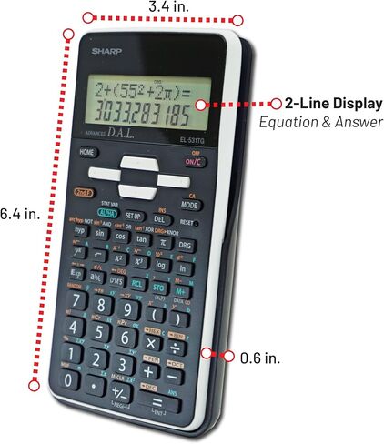 شارب EL-531TGBBW آلة حاسبة علمية/هندسية مكونة من 12 رقمًا مع غطاء صلب واقٍ، شاشة LCD تعمل بالبطارية والطاقة الشمسية الهجينة، رائعة للطلاب والمهنيين، باللون الأسود والأسود والأبيض in Saudi Arabia