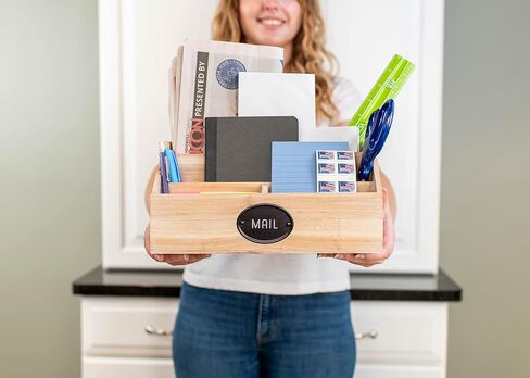 Nat & Jules هذا وذاك منظم بريد خشبي طبيعي مقاس 11.5 × 6 in Kuwait