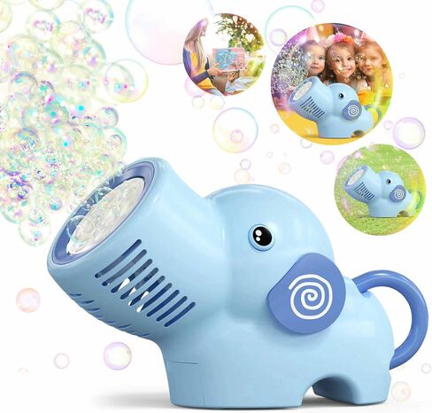 Elephant Bubble Machine,Automatic Bubble Blower with Light and Rechargeable Battery for Toddler Summer Outdoor Toys,Party Favor (Blue) in Saudi Arabia