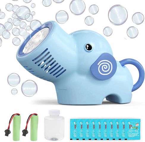 Elephant Bubble Machine,Automatic Bubble Blower with Light and Rechargeable Battery for Toddler Summer Outdoor Toys,Party Favor (Blue) in Saudi Arabia