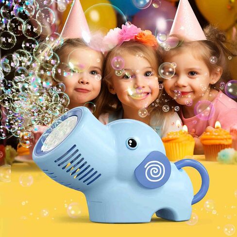 Elephant Bubble Machine,Automatic Bubble Blower with Light and Rechargeable Battery for Toddler Summer Outdoor Toys,Party Favor (Blue) in Saudi Arabia