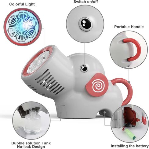 Elephant Bubble Machine,Automatic Bubble Blower with Light and Rechargeable Battery for Toddler Summer Outdoor Toys,Party Favor (Blue) in Saudi Arabia