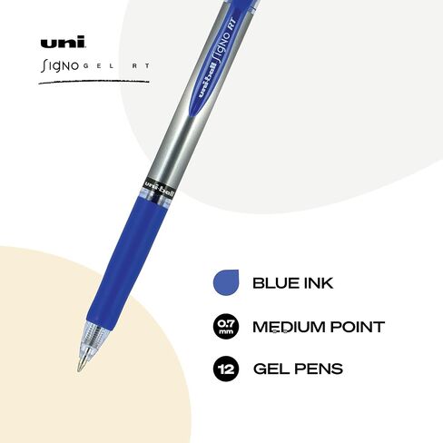 uniball Signo Gel Pen, Retractable, Medium 0.7 Mm, Blue Ink, Blue/metallic Accents Barrel, Dozen in Saudi Arabia