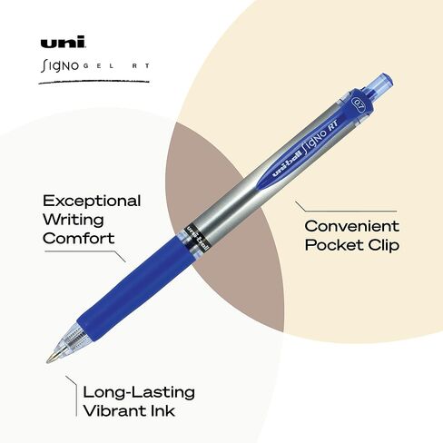 uniball Signo Gel Pen, Retractable, Medium 0.7 Mm, Blue Ink, Blue/metallic Accents Barrel, Dozen in Saudi Arabia
