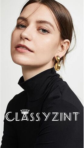 حلق ذهبي لامع من CLASSYZINT للنساء أقراط متدلية بمشبك هندسي in Kuwait