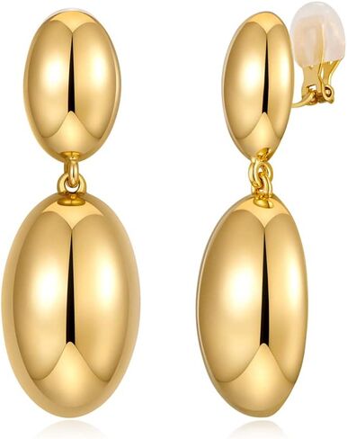 CLASSYZINT Shiny Gold Clip On Earring For Women Geometric Clip Drop Dangle Earrings in Saudi Arabia