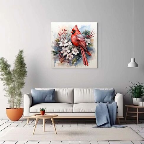 zhudengxjl مجموعات الطلاء الماس للبالغين، 5d الكاردينال الطيور الماس مجموعات الفن للمبتدئين، diy مجموعات الطلاء الحفر الكامل مع الماس جوهرة الفن ديكور جدار المنزل 12 × 12 بوصة in Saudi Arabia