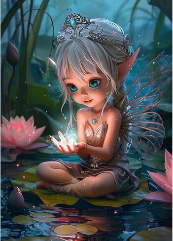 MAXBYE Elf Girl Diamond Art Painting Kits for Adults Beginners, Cute Elf DIY Full Drill Paint with Diamond, Diamond Art Kit Gem Art for Home Wall Decor 12x16inch in Saudi Arabia